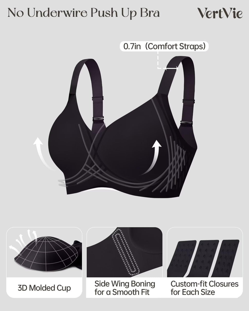 Vertvie Seamless Wireless Push-Up Bralette