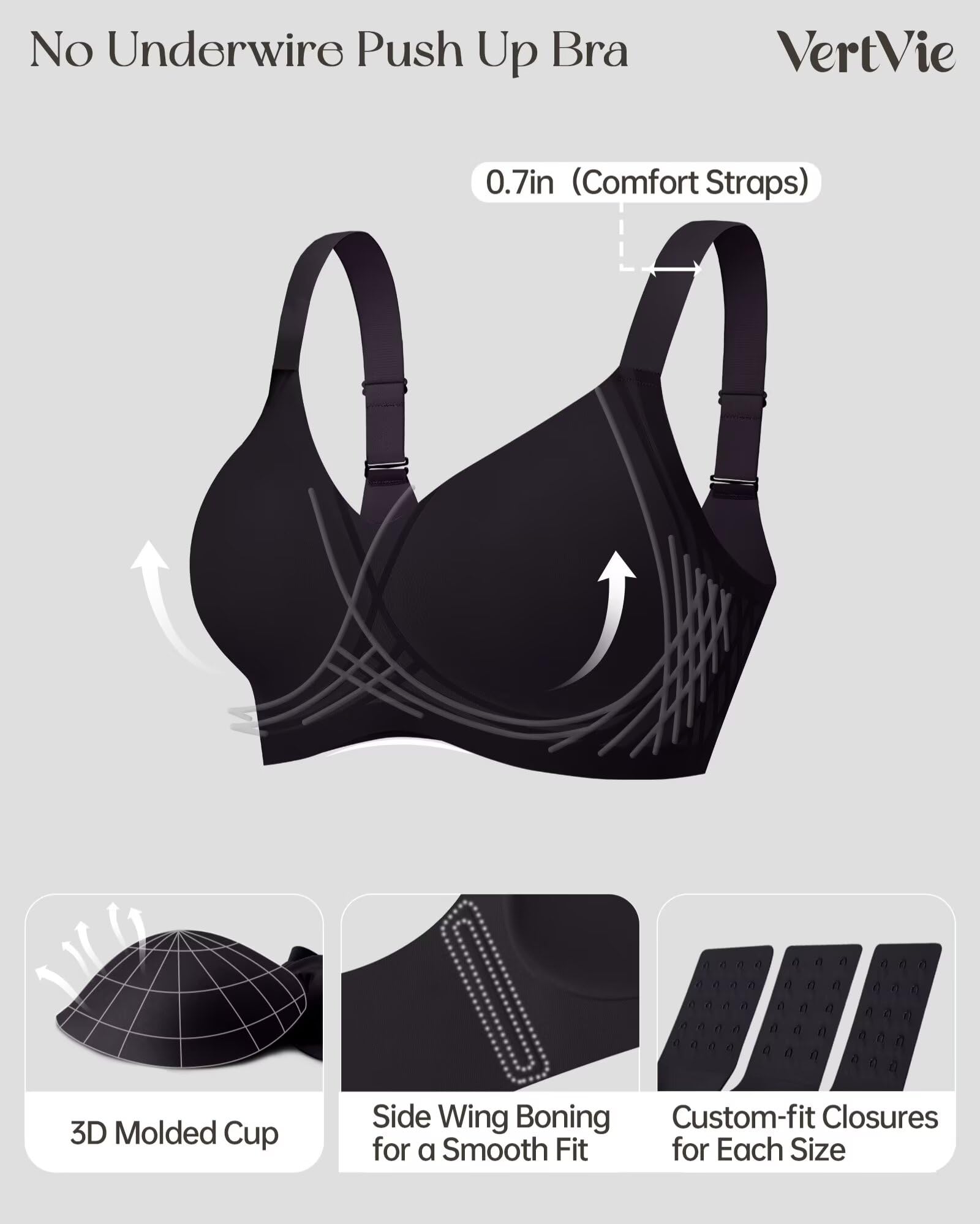 Vertvie Seamless Wireless Push-Up Bralette