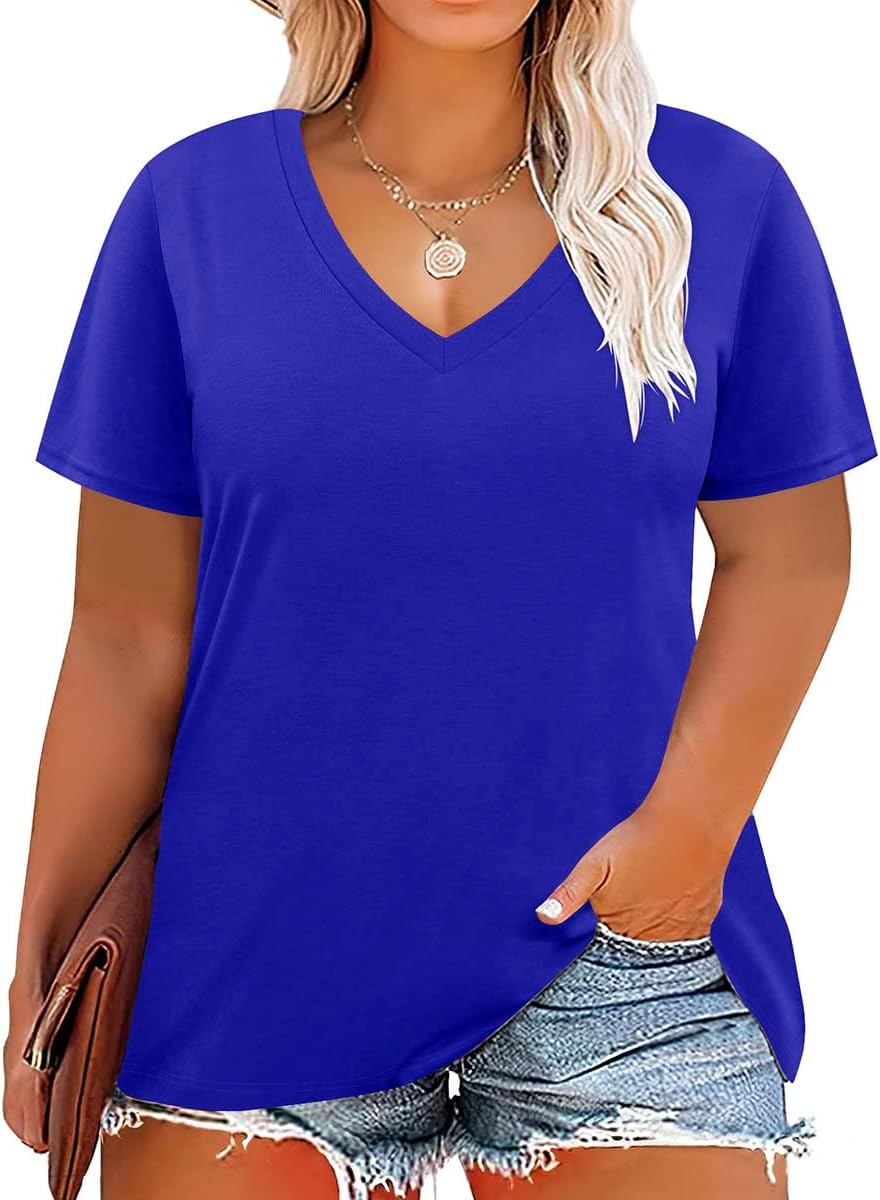 Floral V-Neck Plus Size Tunic Tops for Women - Women's T Shirts by Handbags Specialist Headquarter | Available at Handbags Specialist Headquarter