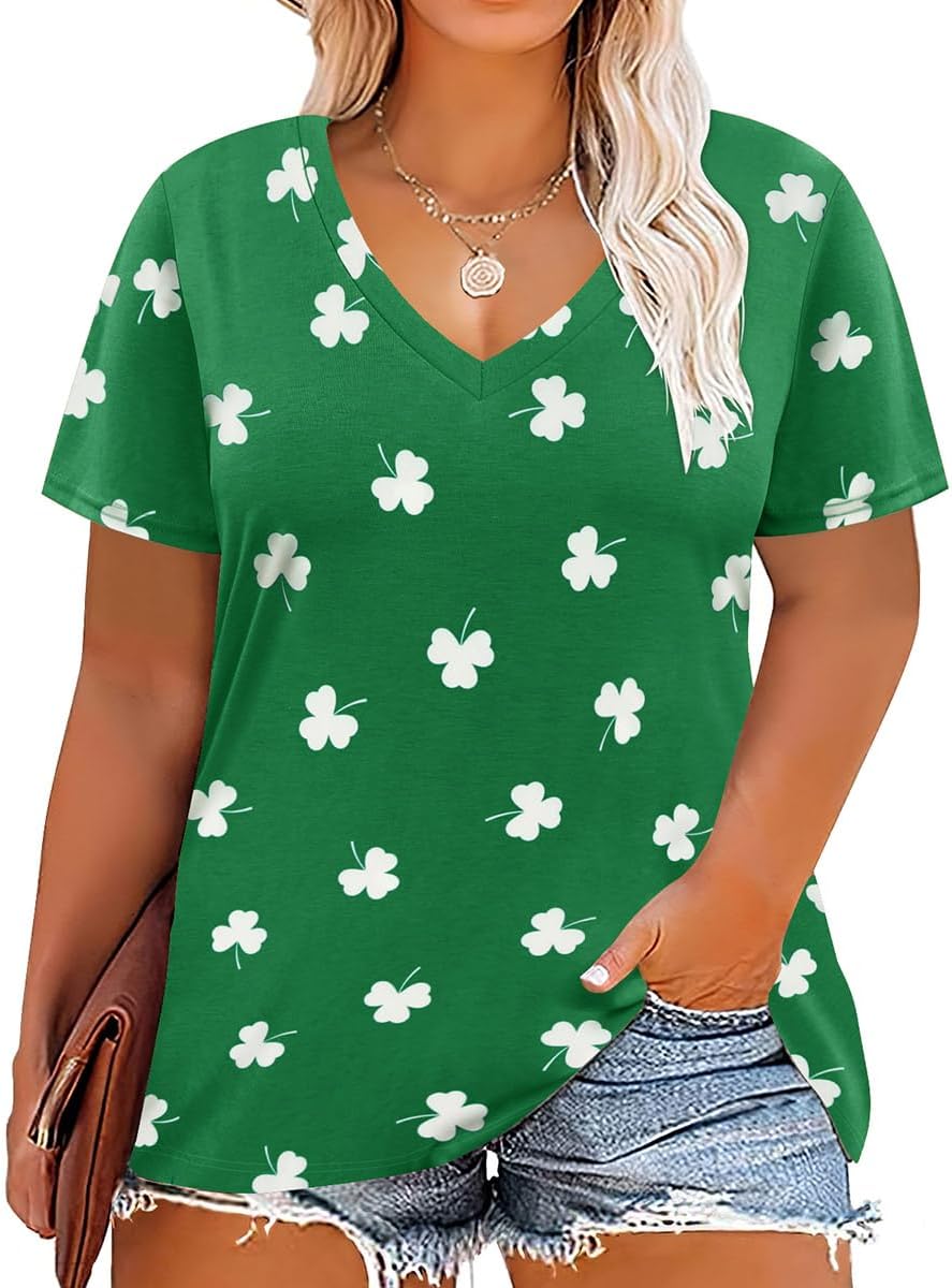 Floral V-Neck Plus Size Tunic Tops for Women - Women's T Shirts by Handbags Specialist Headquarter | Available at Handbags Specialist Headquarter
