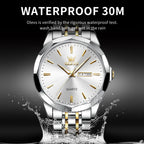 AzureGleam: Elite Men's Diamond Steel Watch