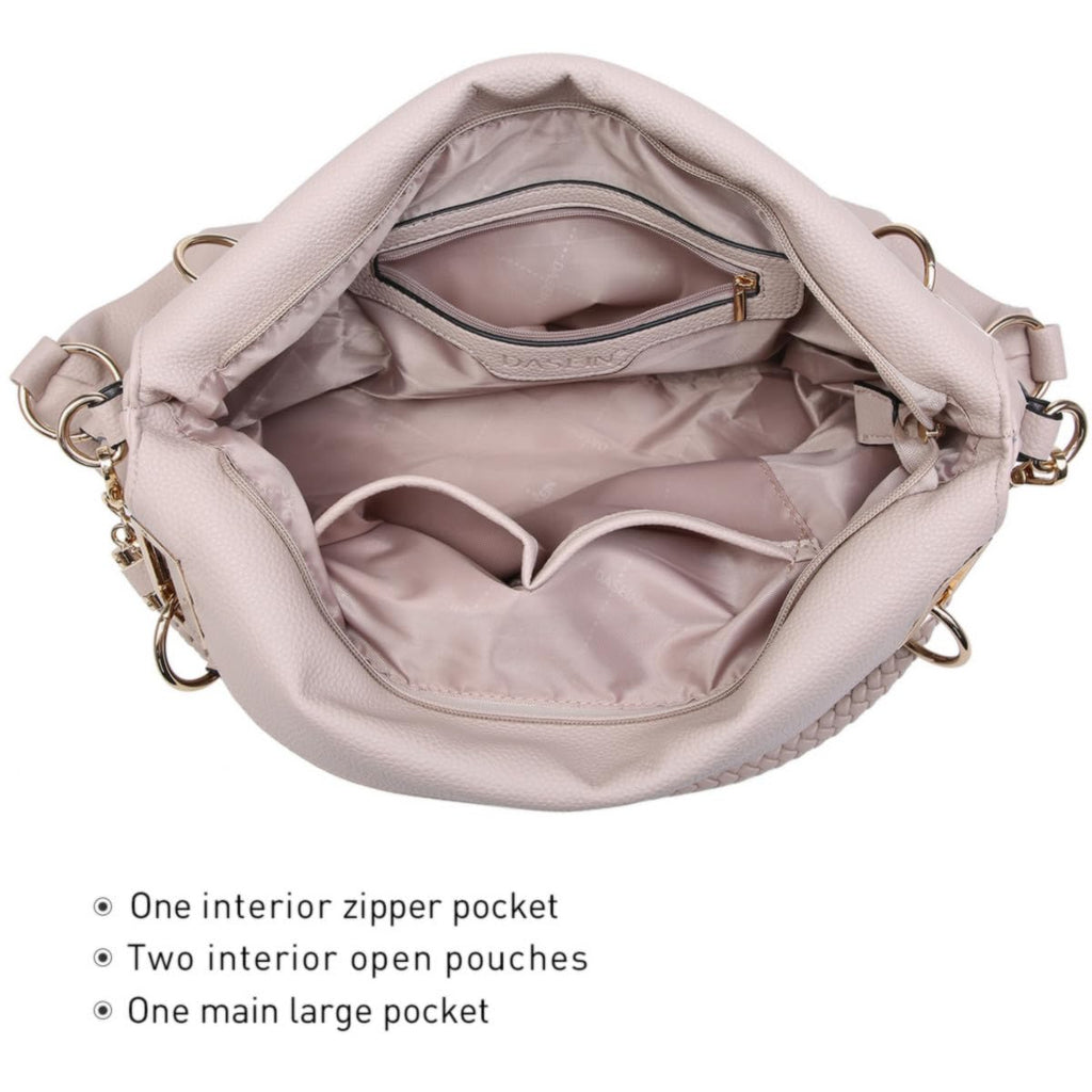 Dasein Luxe Vegan Hobo Bag with Rhinestones - Bucket Bag by Handbags Specialist Headquarter | Available at Handbags Specialist Headquarter