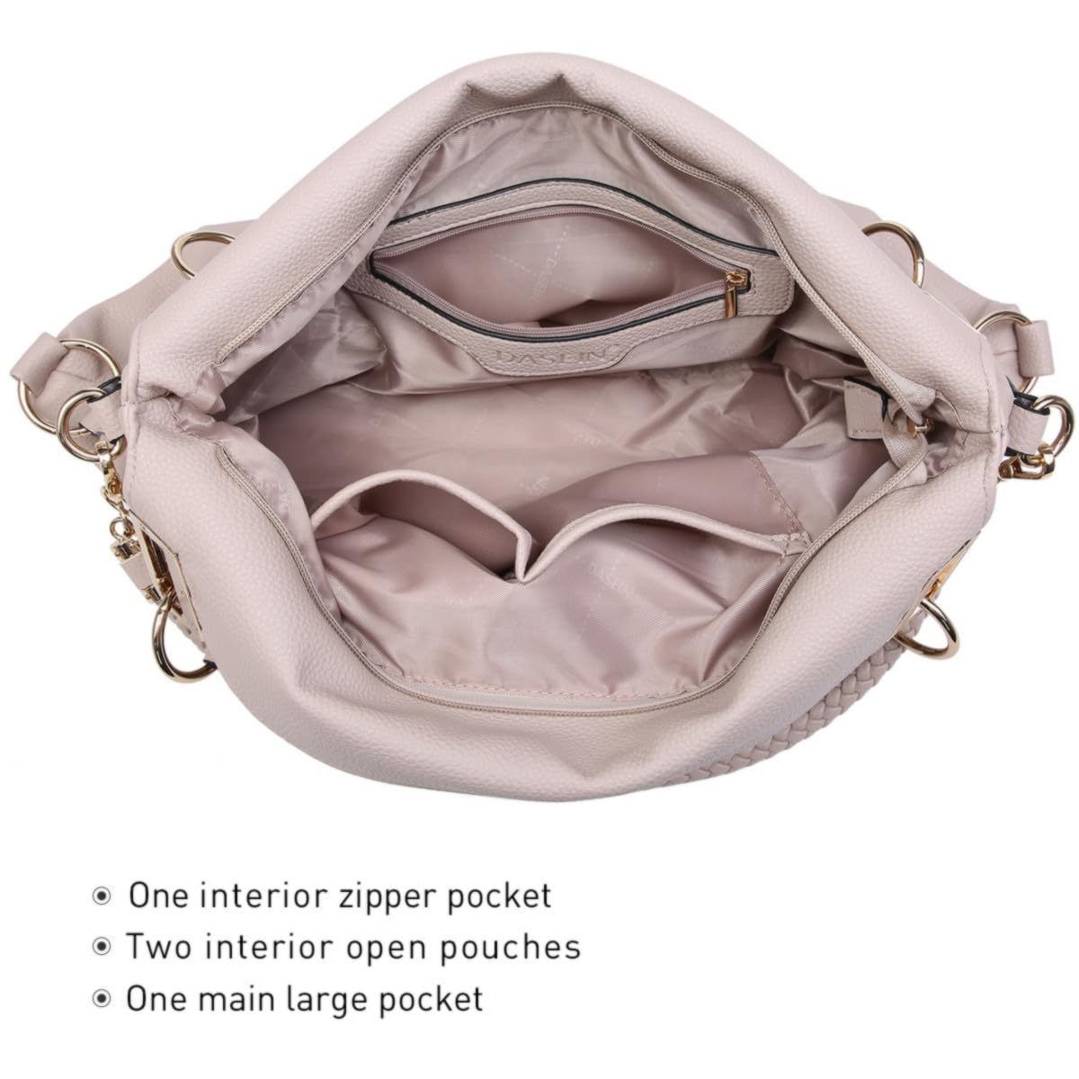 Dasein Luxe Vegan Hobo Bag with Rhinestones - Bucket Bag by Handbags Specialist Headquarter | Available at Handbags Specialist Headquarter