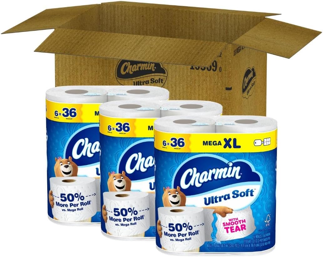 Charmin Cloud Soft: 6 Mega = 24 Regular Rolls - Toilet Paper by Handbags Specialist Headquarter | Available at Handbags Specialist Headquarter
