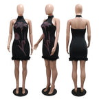 Women's Diamond Long Sleeve Party Club Dress