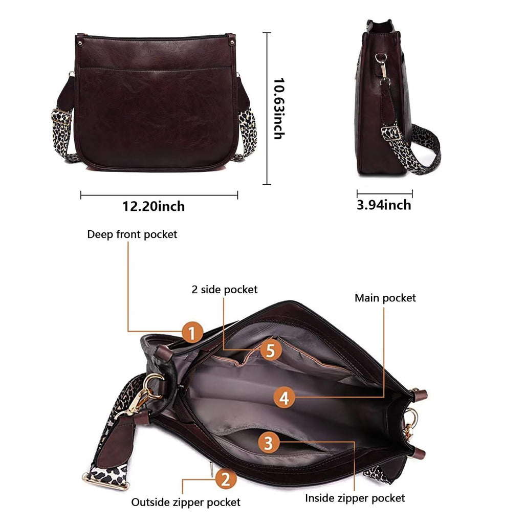 AUYOCO Chic Vegan Leather Crossbody Bag with Strap -  by Handbags Specialist Headquarter | Available at Handbags Specialist Headquarter