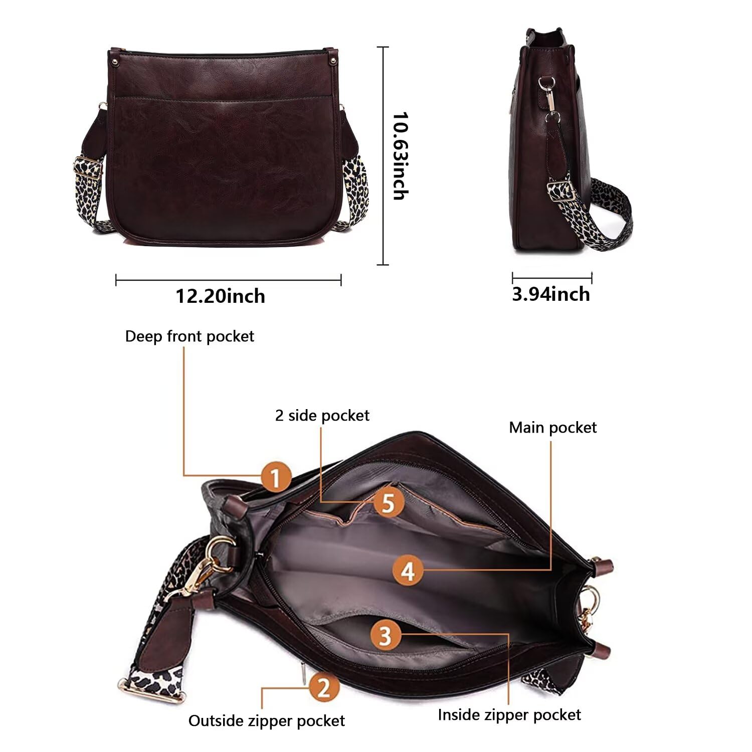 AUYOCO Chic Vegan Leather Crossbody Bag with Strap -  by Handbags Specialist Headquarter | Available at Handbags Specialist Headquarter