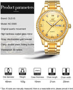 OLEVS Luxe: Men's Golden Dial Quartz Business Watch
