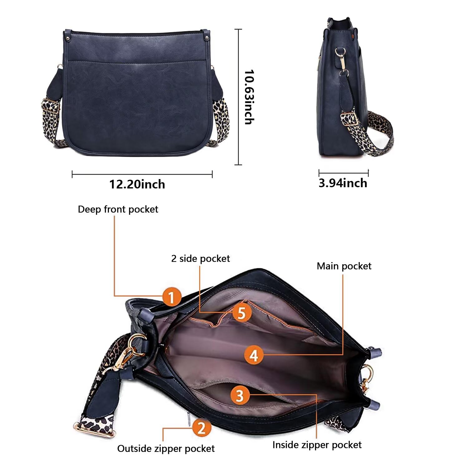 AUYOCO Chic Vegan Leather Crossbody Bag with Strap -  by Handbags Specialist Headquarter | Available at Handbags Specialist Headquarter