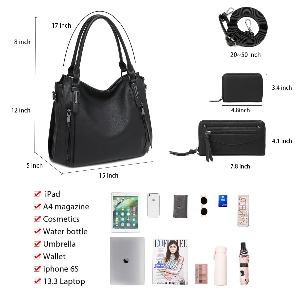 Lapsting Boho Faux Leather Hobo Shoulder Bag