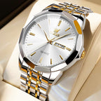 AzureGleam: Elite Men's Diamond Steel Watch