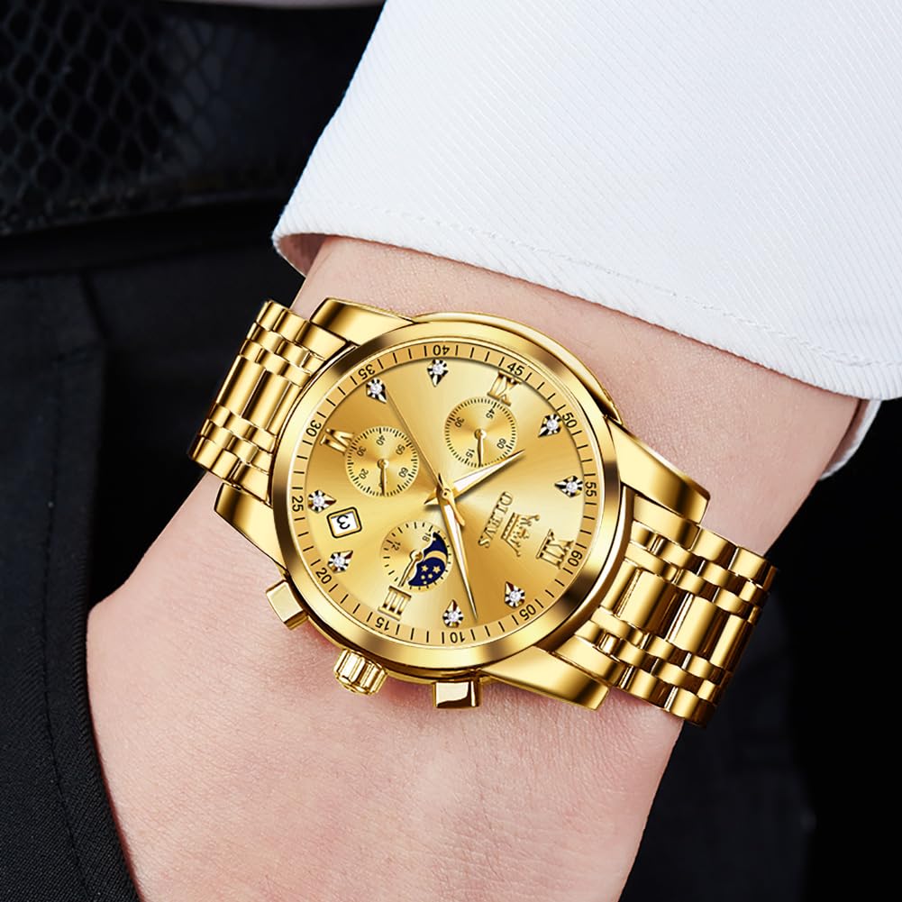 AzureGleam: Elite Men's Diamond Steel Watch