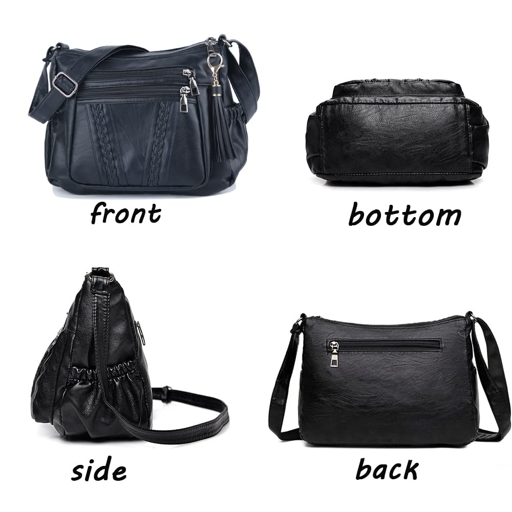 ELDA Chic Crossbody: Soft PU Leather Multi-Pocket Bag - Handbags by Handbags Specialist Headquarter | Available at Handbags Specialist Headquarter