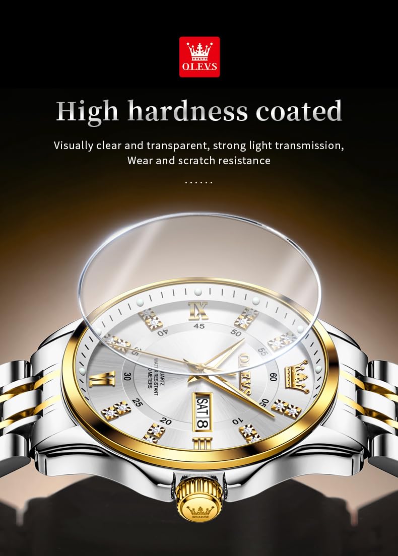 OLEVS Luxe: Men's Golden Dial Quartz Business Watch