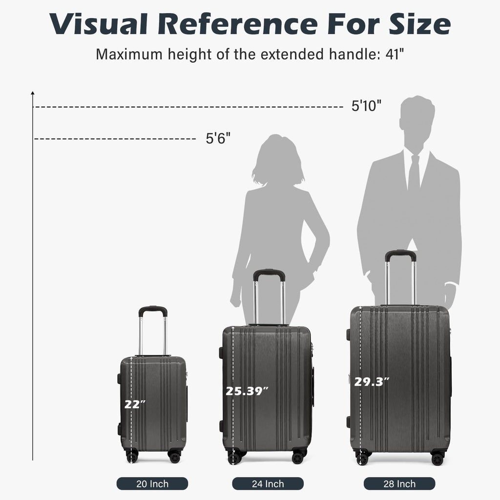 Coolife Expandable Spinner Luggage Set - 3 Piece - Luggage Travel Bags by Handbags Specialist Headquarter | Available at Handbags Specialist Headquarter