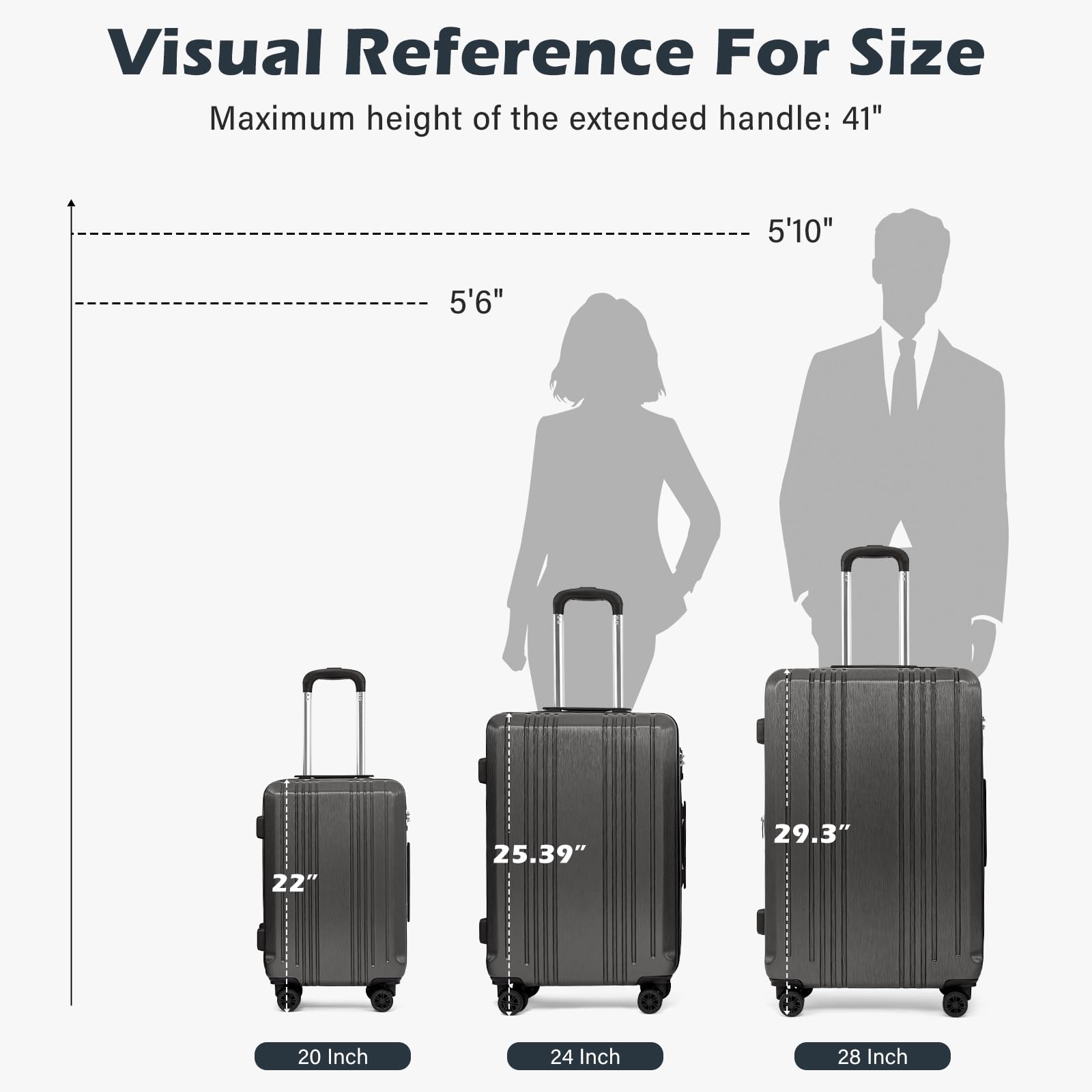 Coolife Expandable Spinner Luggage Set - 3 Piece - Luggage Travel Bags by Handbags Specialist Headquarter | Available at Handbags Specialist Headquarter