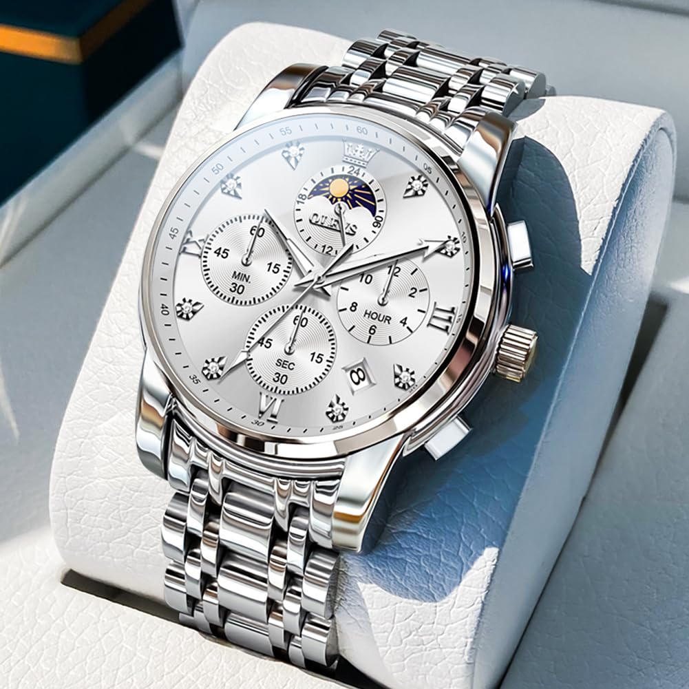 AzureGleam: Elite Men's Diamond Steel Watch