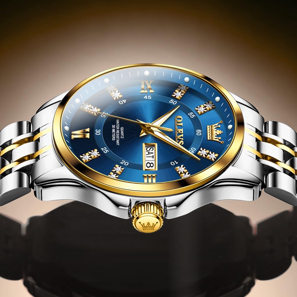 OLEVS Luxe: Men's Golden Dial Quartz Business Watch