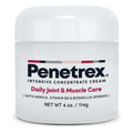 White jar with black and red text, "Penetrex Daily Joint & Muscle Care," on the label.