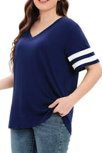 Summer V-Neck Plus Tunic Tee for Women 1X-5X - Woman T-Shirt by Handbags Specialist Headquarter | Available at Handbags Specialist Headquarter