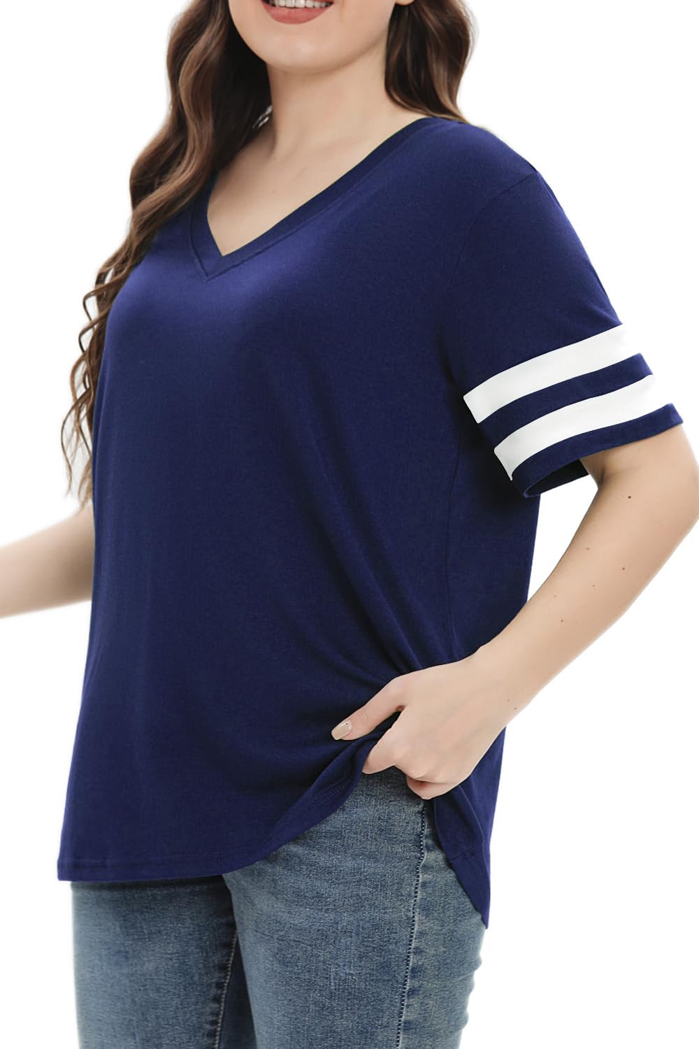 Summer V-Neck Plus Tunic Tee for Women 1X-5X - Woman T-Shirt by Handbags Specialist Headquarter | Available at Handbags Specialist Headquarter