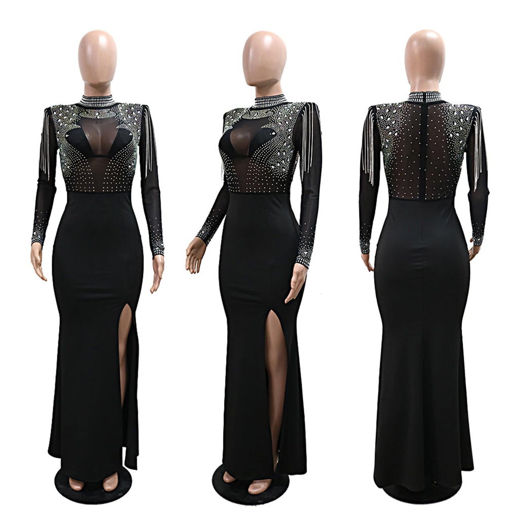 Women's Diamond Long Sleeve Party Club Dress