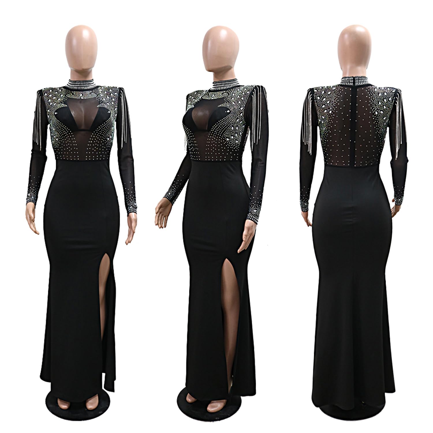 Women's Diamond Long Sleeve Party Club Dress