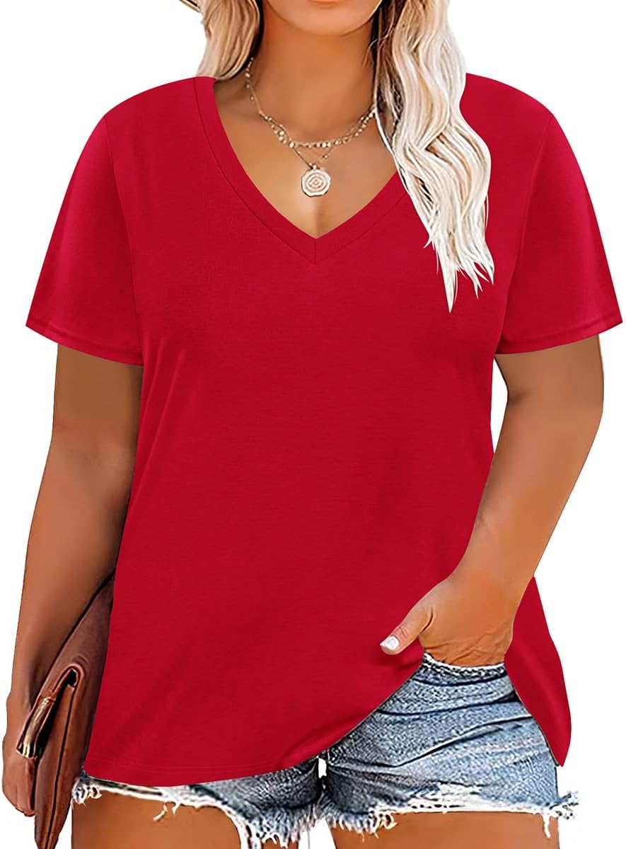 Floral V-Neck Plus Size Tunic Tops for Women - Women's T Shirts by Handbags Specialist Headquarter | Available at Handbags Specialist Headquarter