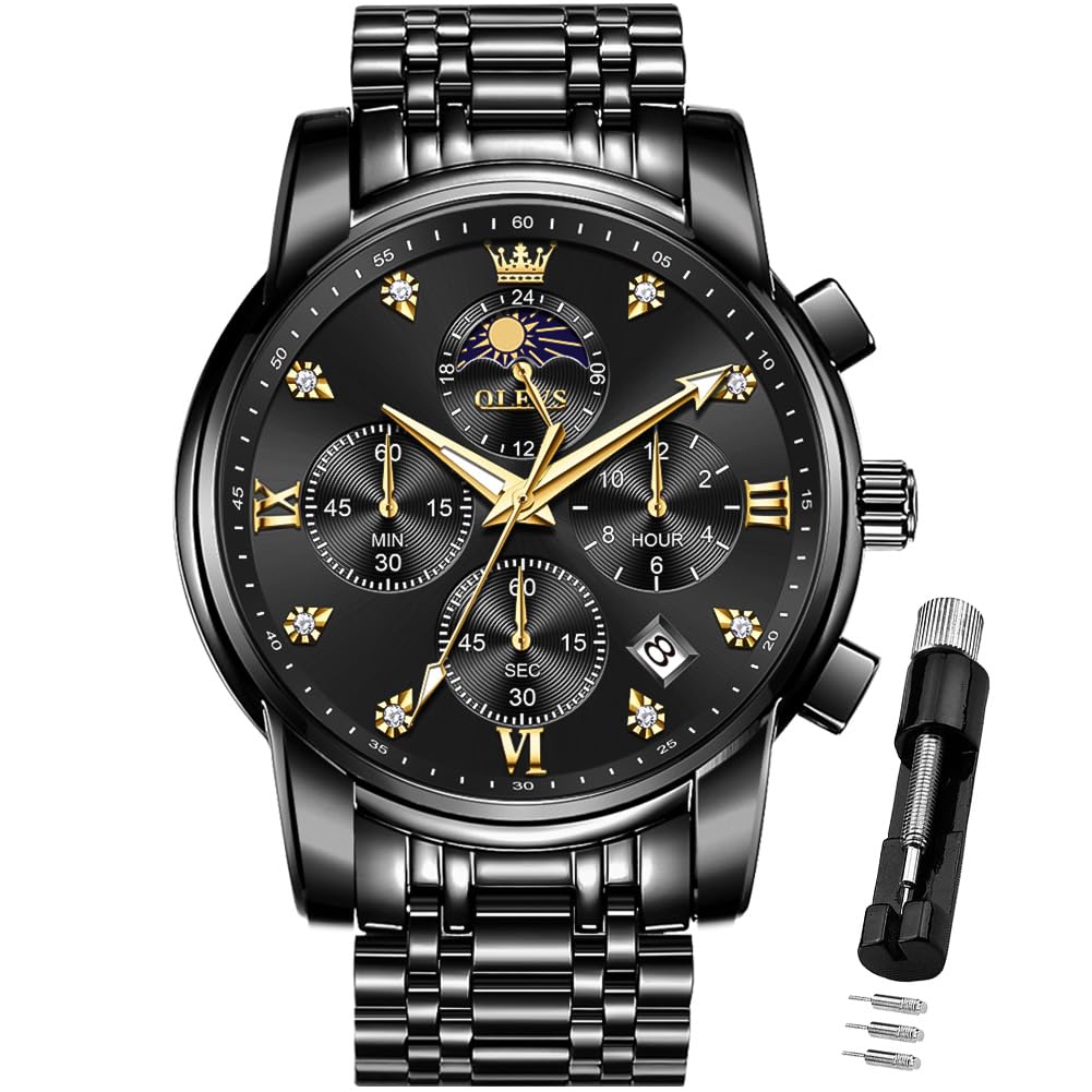 AzureGleam: Elite Men's Diamond Steel Watch