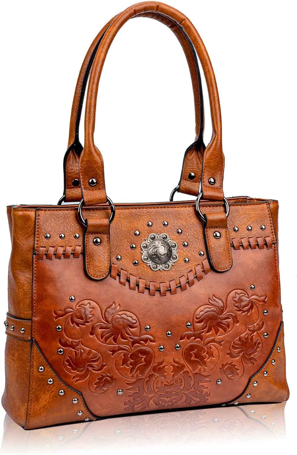 Vintage Western Tote: Embossed Concho Shoulder Bag - Totes by Handbags Specialist Headquarter | Available at Handbags Specialist Headquarter