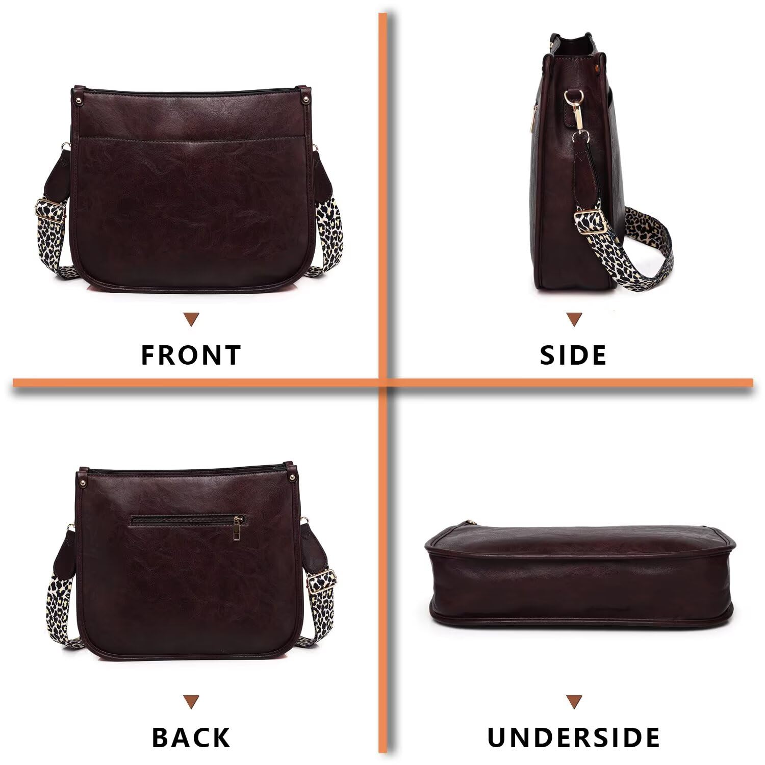 AUYOCO Chic Vegan Leather Crossbody Bag with Strap -  by Handbags Specialist Headquarter | Available at Handbags Specialist Headquarter