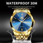 AzureGleam: Elite Men's Diamond Steel Watch