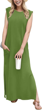 Women's Casual Maxi Dress with Pockets