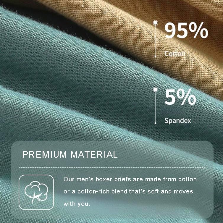 Men's Boxer Briefs, Soft & Breathable Cotton