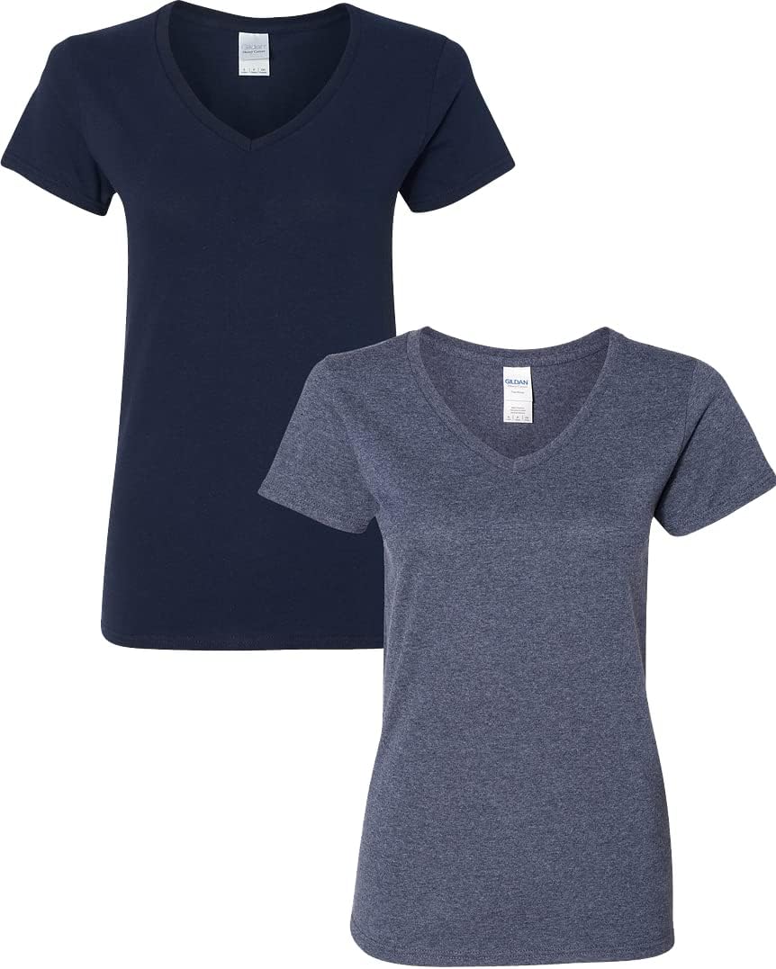 Gildan V-Neck Cotton Tee Duo for Women - Women's T Shirts by Handbags Specialist Headquarter | Available at Handbags Specialist Headquarter