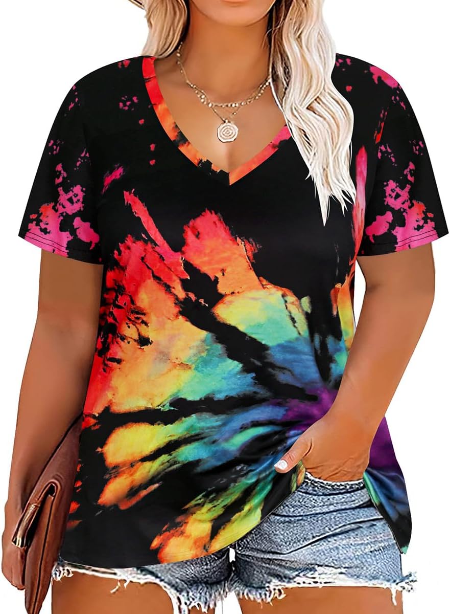 Floral V-Neck Plus Size Tunic Tops for Women - Women's T Shirts by Handbags Specialist Headquarter | Available at Handbags Specialist Headquarter