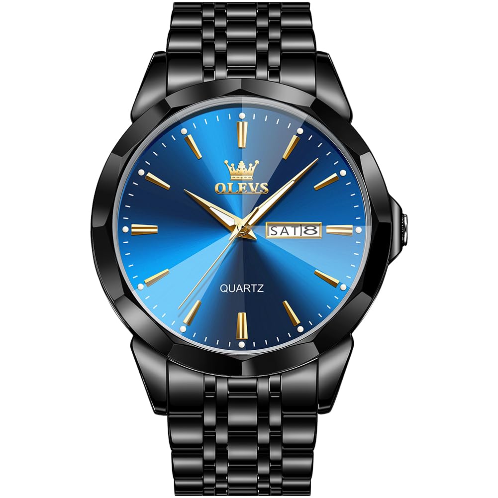 AzureGleam: Elite Men's Diamond Steel Watch