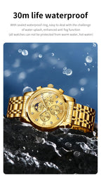 AzureGleam: Elite Men's Diamond Steel Watch