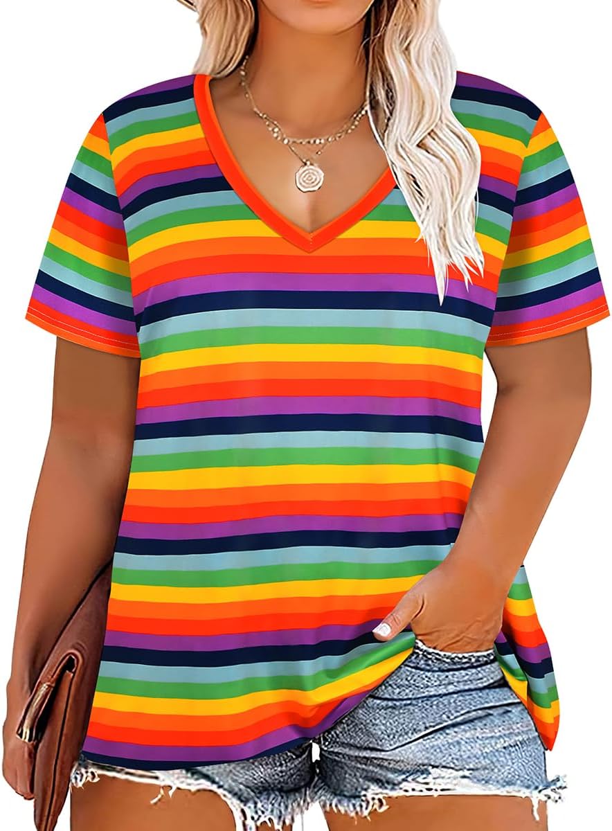 Floral V-Neck Plus Size Tunic Tops for Women - Women's T Shirts by Handbags Specialist Headquarter | Available at Handbags Specialist Headquarter