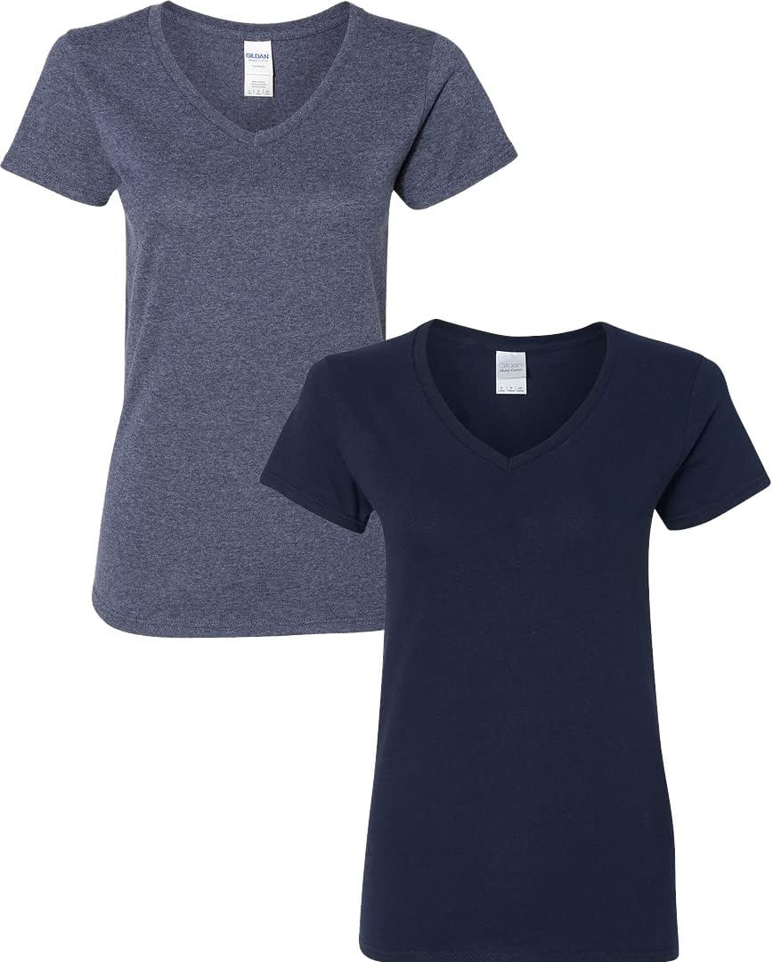 Gildan V-Neck Cotton Tee Duo for Women - Women's T Shirts by Handbags Specialist Headquarter | Available at Handbags Specialist Headquarter