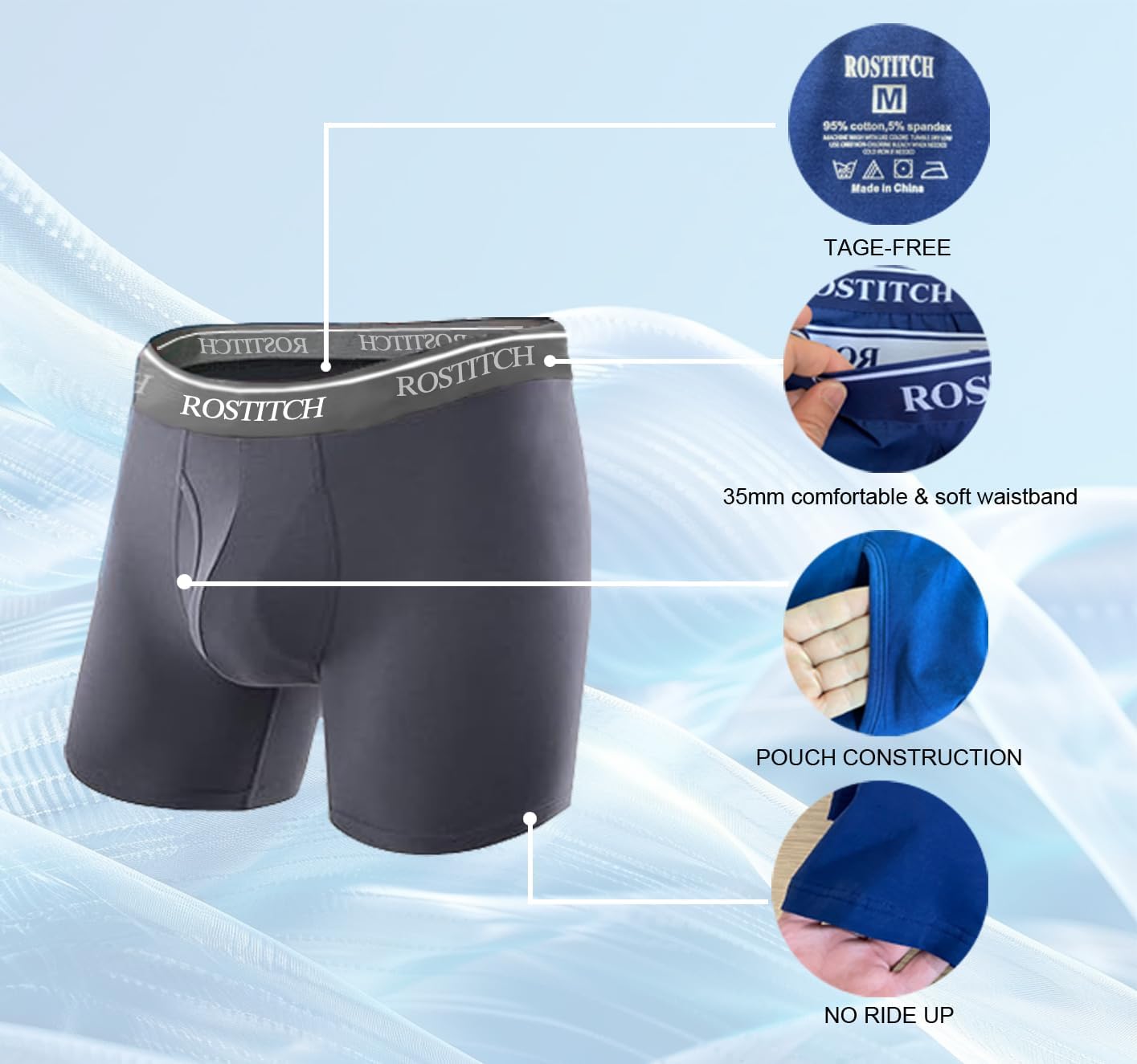 Men's Boxer Briefs, Soft & Breathable Cotton