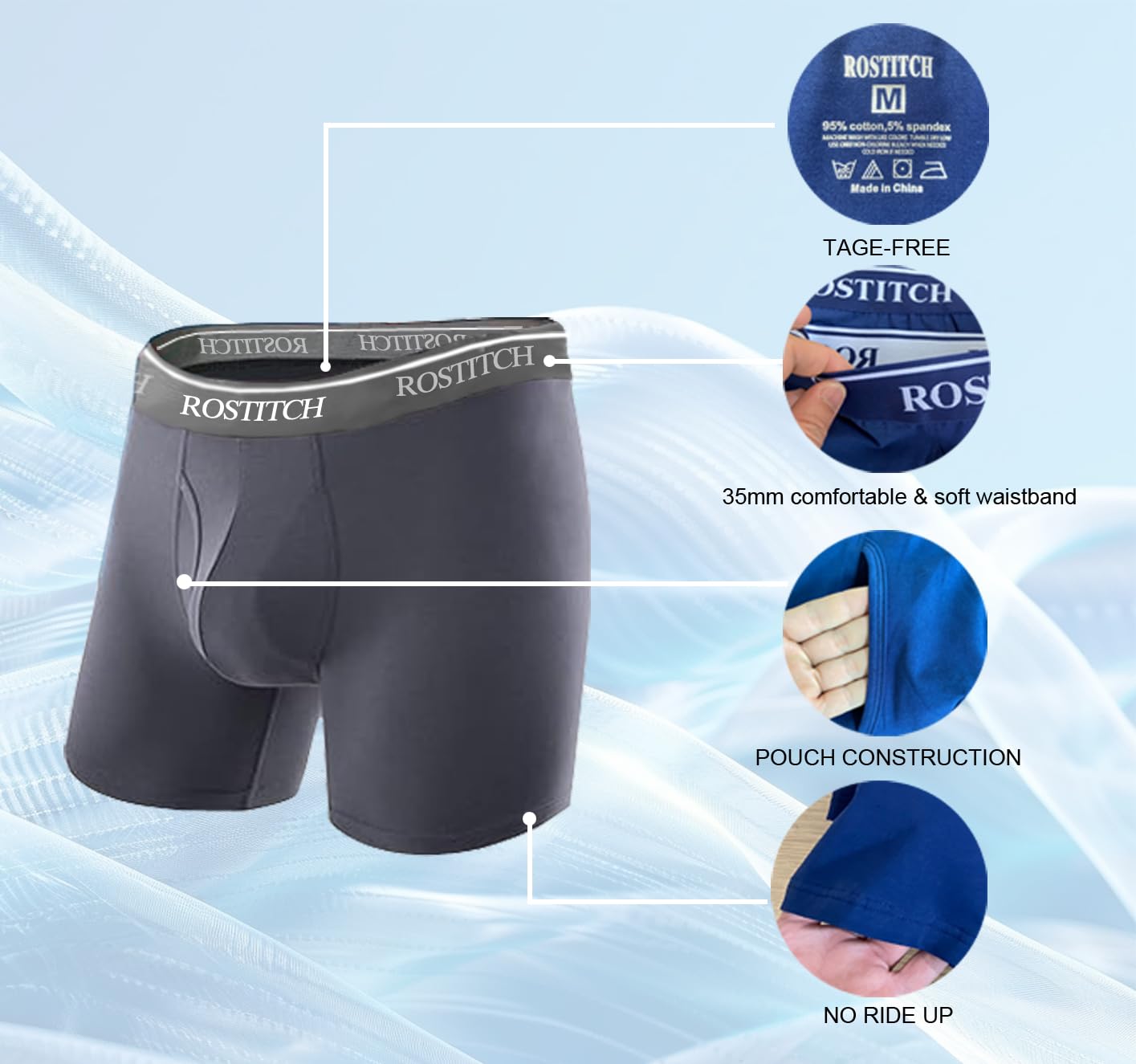 Men's Boxer Briefs, Soft & Breathable Cotton