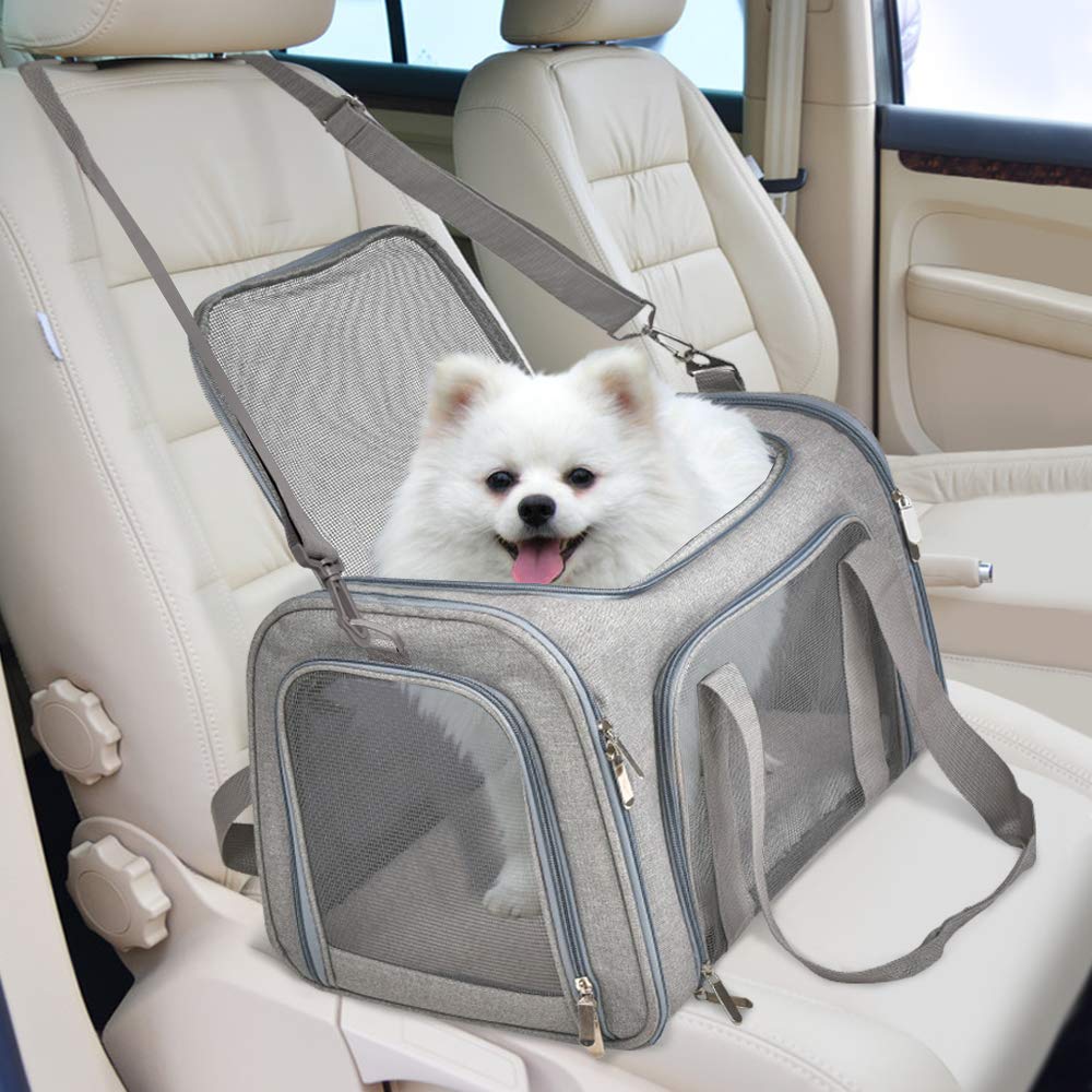 PawsVoyage: Grey TSA-Approved Pet Carrier (15lbs Max) -  by Handbags Specialist Headquarter | Available at Handbags Specialist Headquarter
