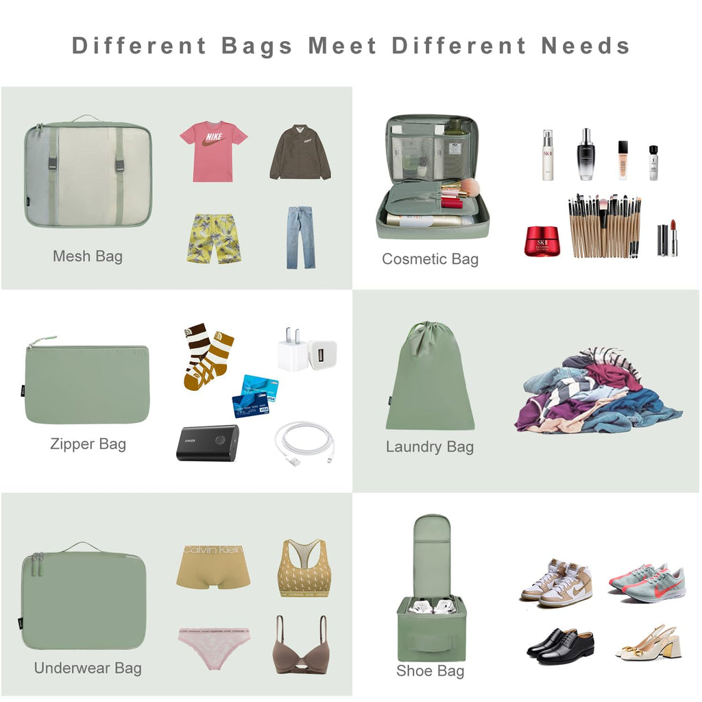 TravelMate 8-Piece Packing Cubes - Luggage Travel Bags by Handbags Specialist Headquarter | Available at Handbags Specialist Headquarter