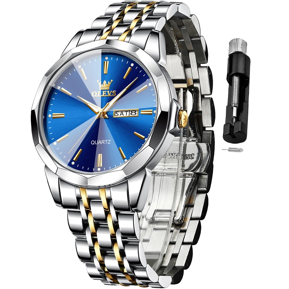 AzureGleam: Elite Men's Diamond Steel Watch