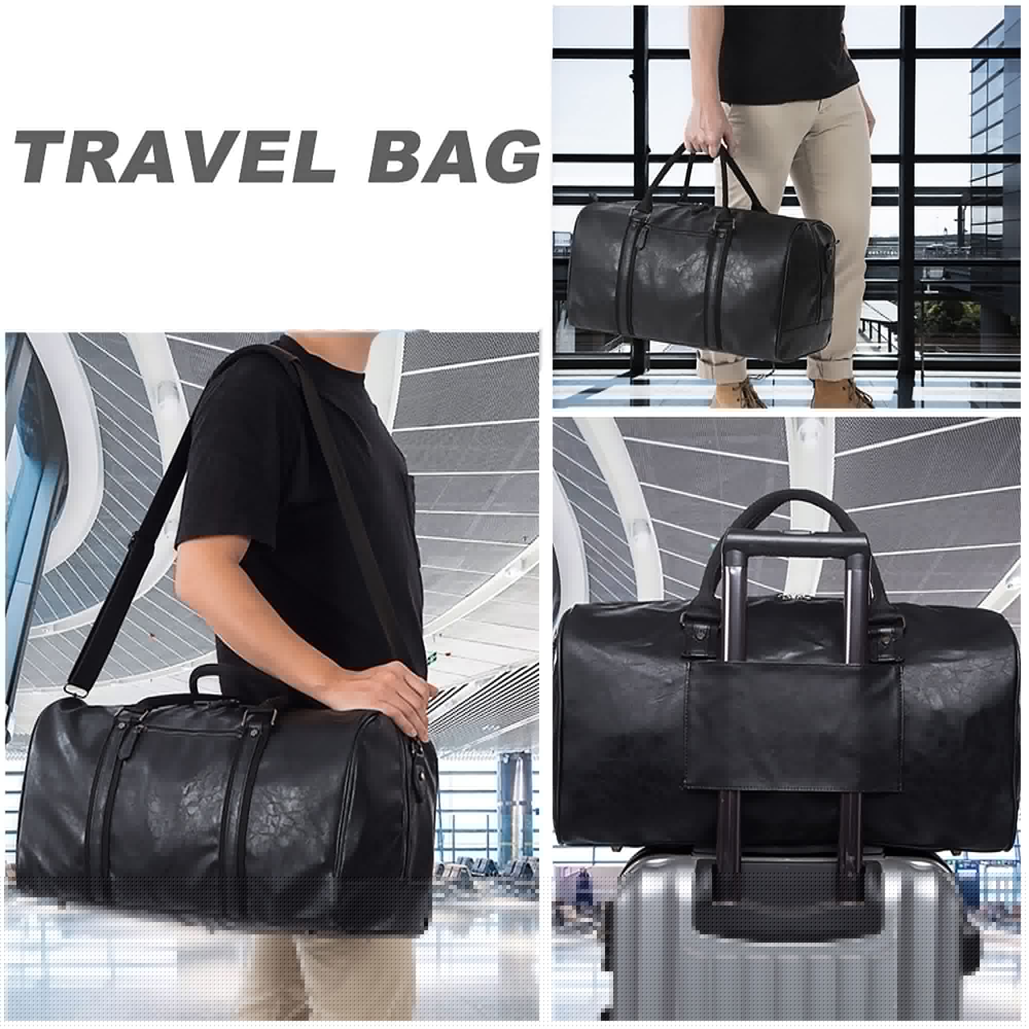 Seyfocnia Oversized Waterproof Leather Duffle Bag