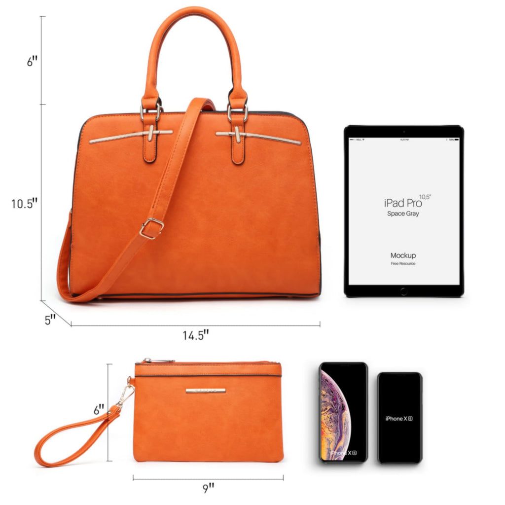 Women’s 2pc Tote & Wallet Handbag Set with 3 Compartments