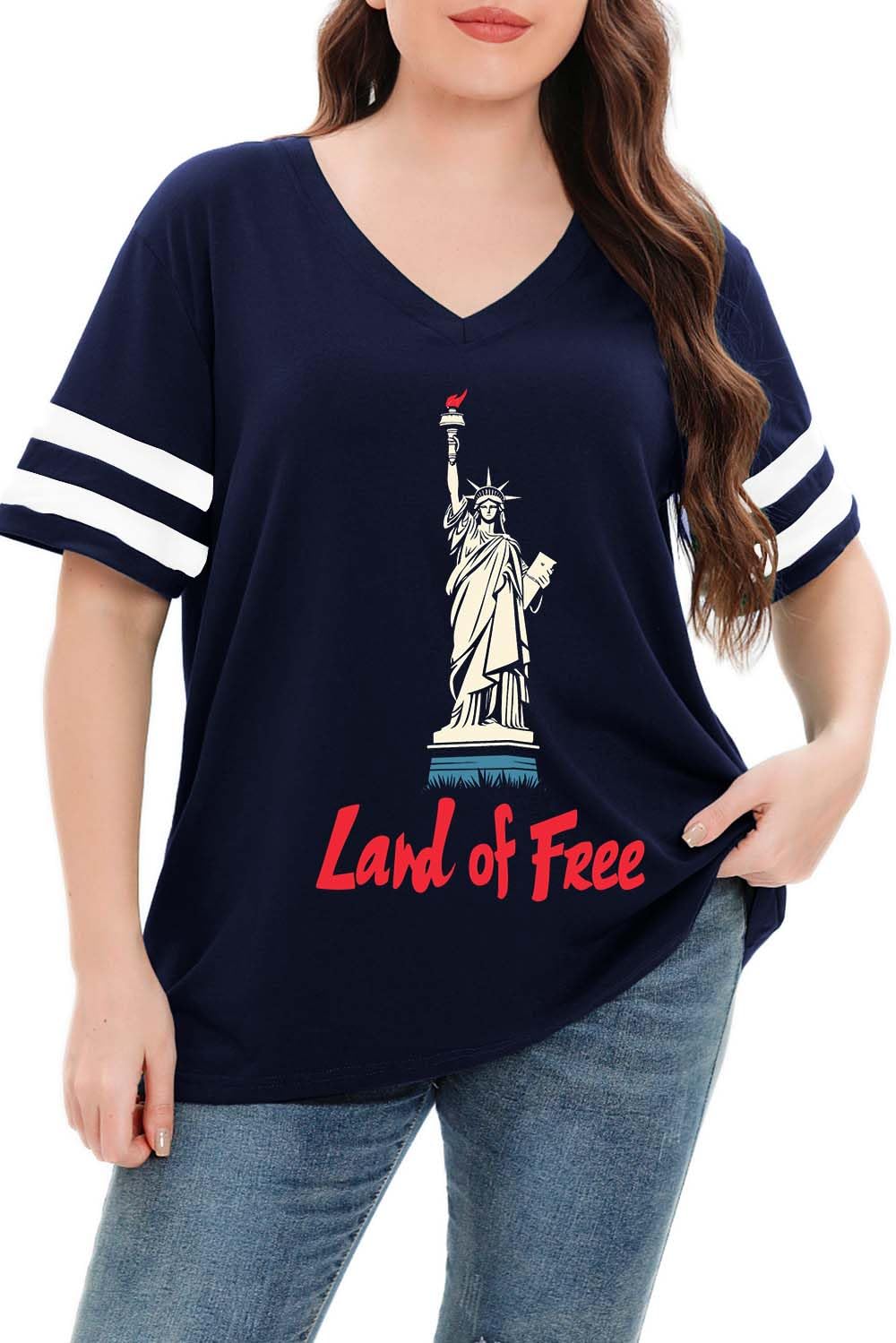 Summer V-Neck Plus Tunic Tee for Women 1X-5X - Woman T-Shirt by Handbags Specialist Headquarter | Available at Handbags Specialist Headquarter