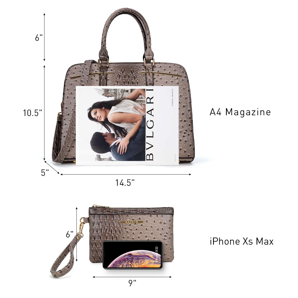 Women’s 2pc Tote & Wallet Handbag Set with 3 Compartments