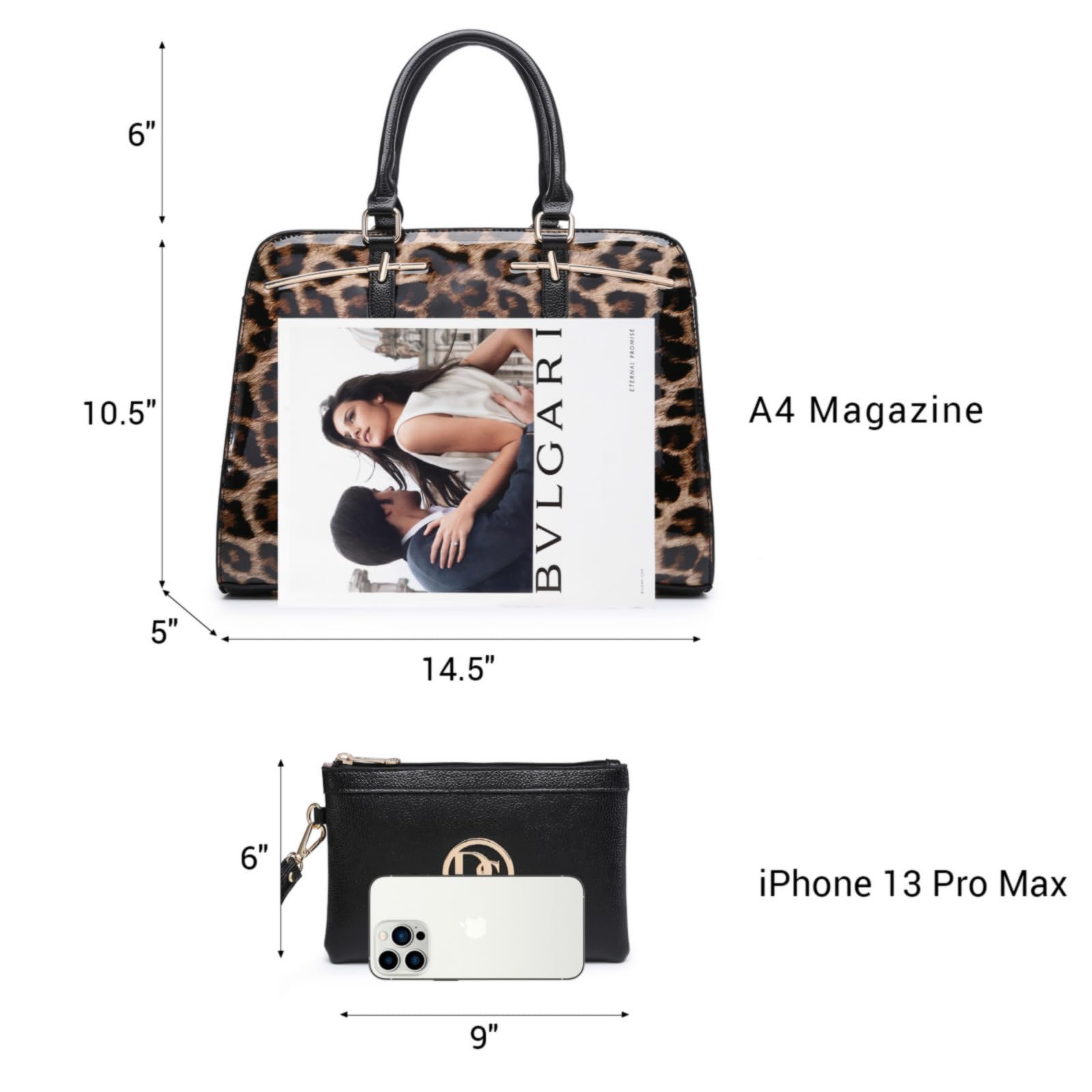 Women’s 2pc Tote & Wallet Handbag Set with 3 Compartments